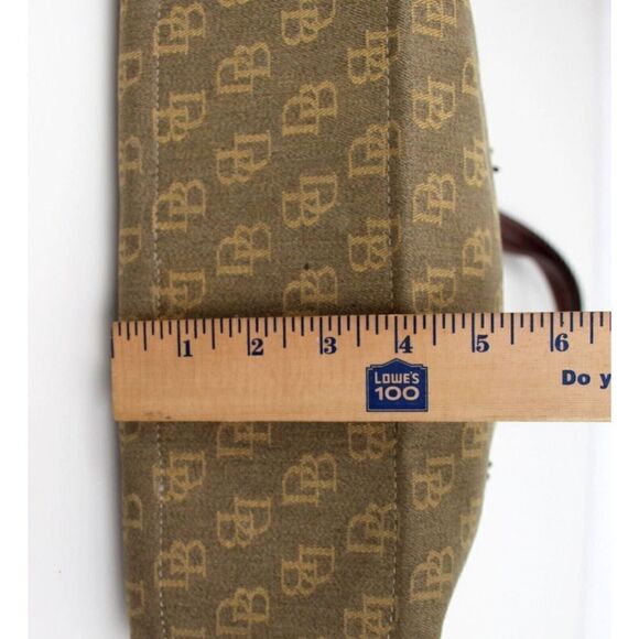 DOONEY & BOURKE DB CANVAS BROWN GENUINE LEATHER TRIM SHOULDER BAG TOTE HANDBAG - Picture 13 of 16